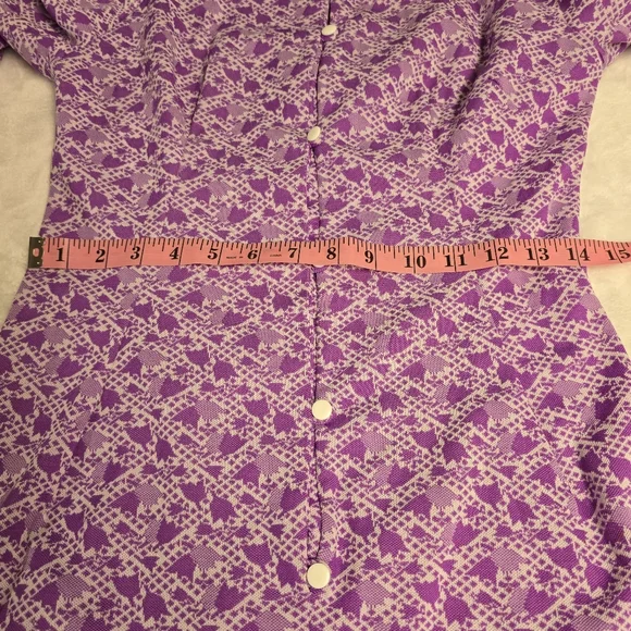 VTG 60's-70's Homemade Floral Geometric Long Sleeve Button Down Dress Sz S - Picture 12 of 14